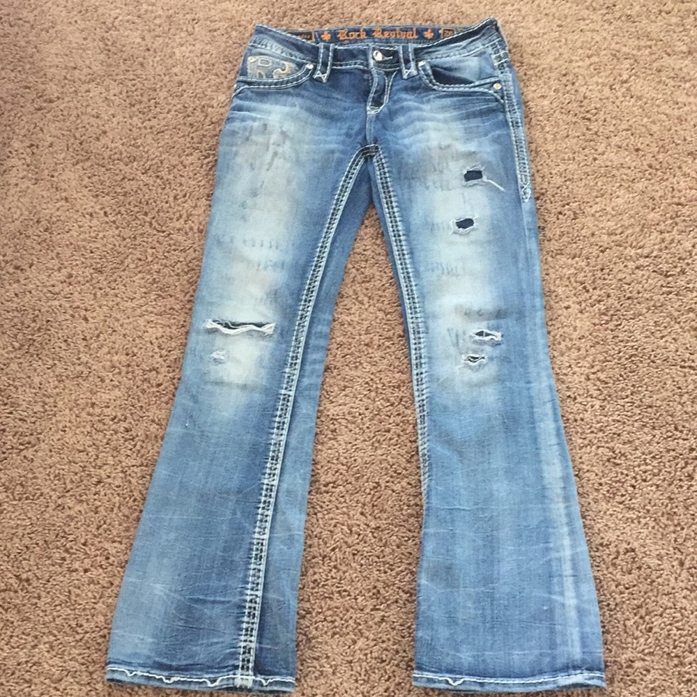 Rock Revival Distressed Bootcut Jeans